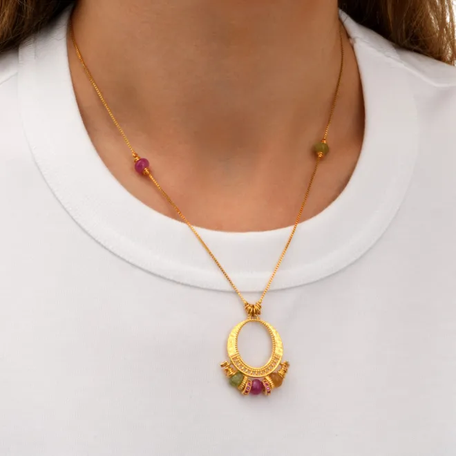 Avola adjustable long necklace - multicoloured