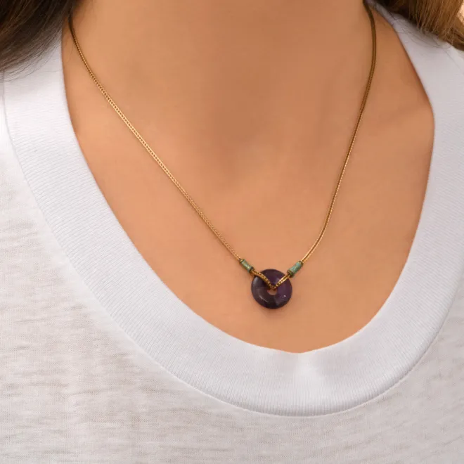 Babylon Adjustable Pendant Necklace - Purple