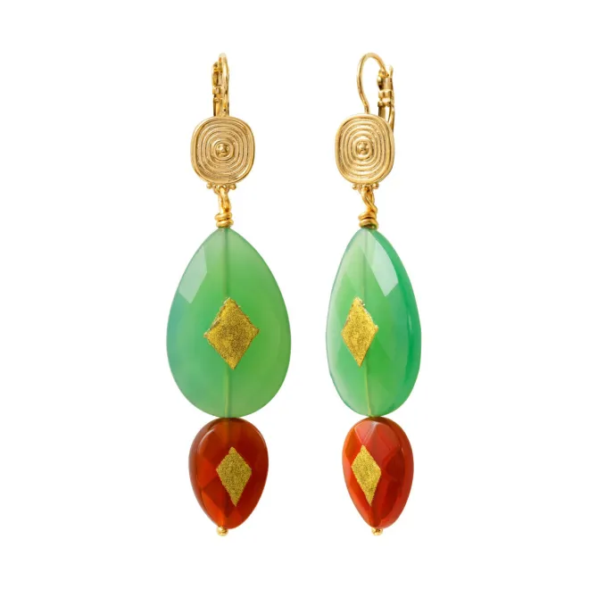 Babylon sleeper earrings - green agate