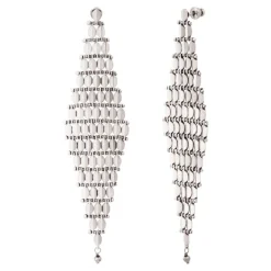 Babylon XXL long pierced stud earrings - silver