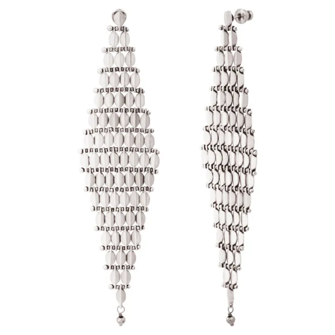 Babylon XXL long pierced stud earrings - silver