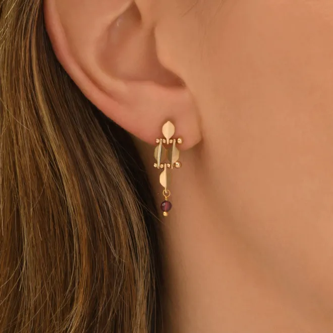Babylone gold-plated stud drop earrings