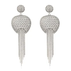 Betty pierced stud earrings in metal and chains - silver