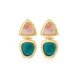 Byzance clip-on earrings – pale pink and green