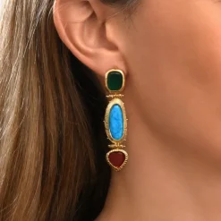 Byzance long clip-on earrings – multicoloured