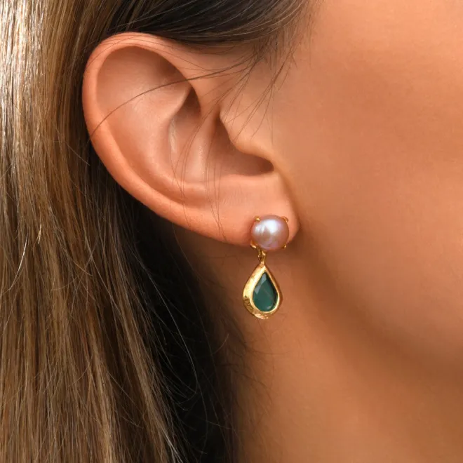 Byzance pierced stud earrings – blue