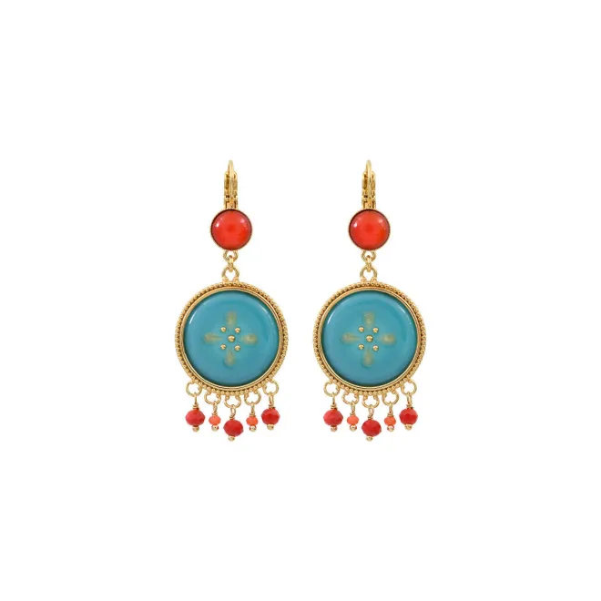 Capraia delicate sleeper earrings - turquoise