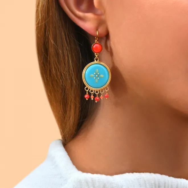 Capraia delicate sleeper earrings - turquoise
