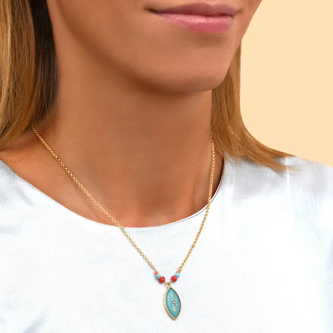 Capraia mid-length necklace - turquoise