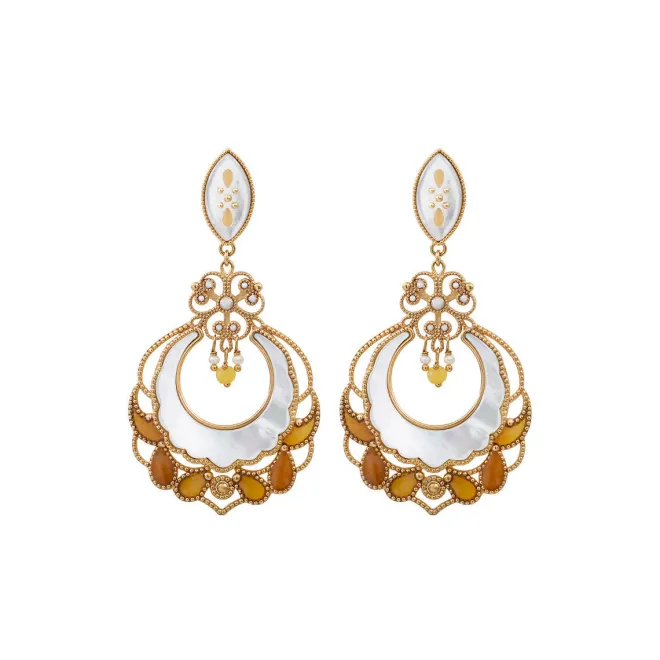 Capraia thin clip-on earrings - white