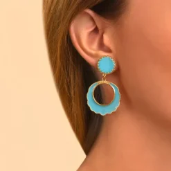 Capraia thin clip-on earrings - turquoise