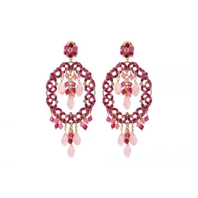 Chiara baroque pierced stud earrings - fuchsia pink