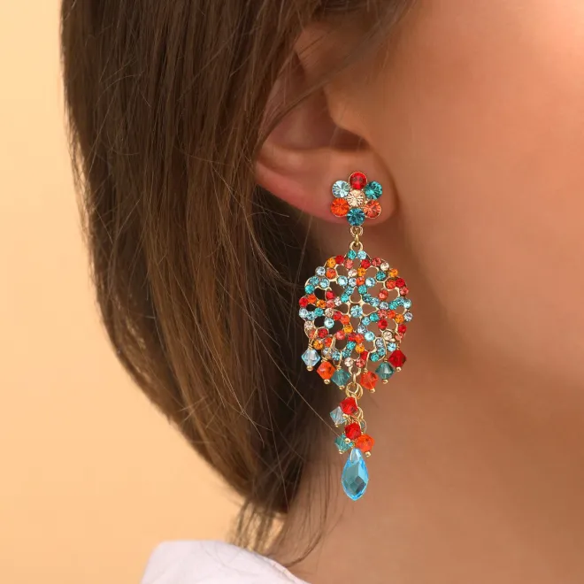 Chiara dangling pierced stud earrings - red