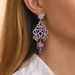 Chiara fine stud earrings for pierced ears - violet