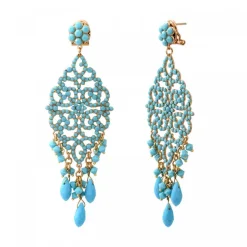 Chiara graphic pierced stud earrings - turquoise