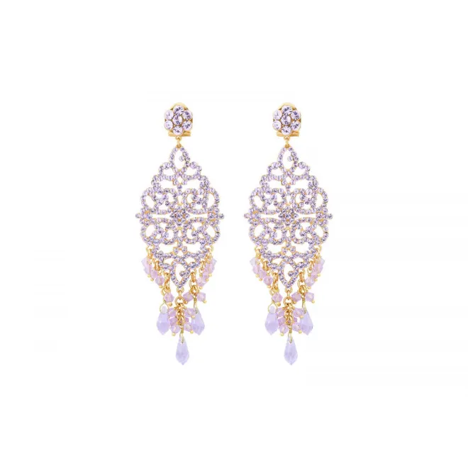 Chiara long stud earrings for pierced ears - violet