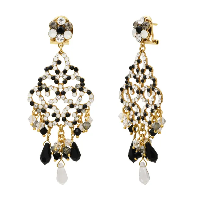 Chiara pierced sleeper stud earrings - black and white