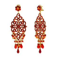 Chiara pierced stud drop earrings - red