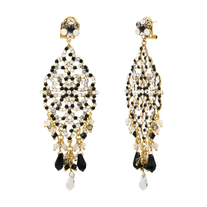 Chiara pierced stud earrings - black and white