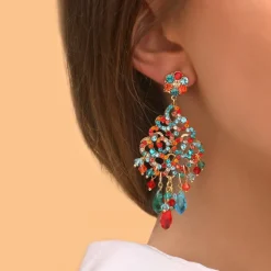 Chiara pierced stud earrings - red
