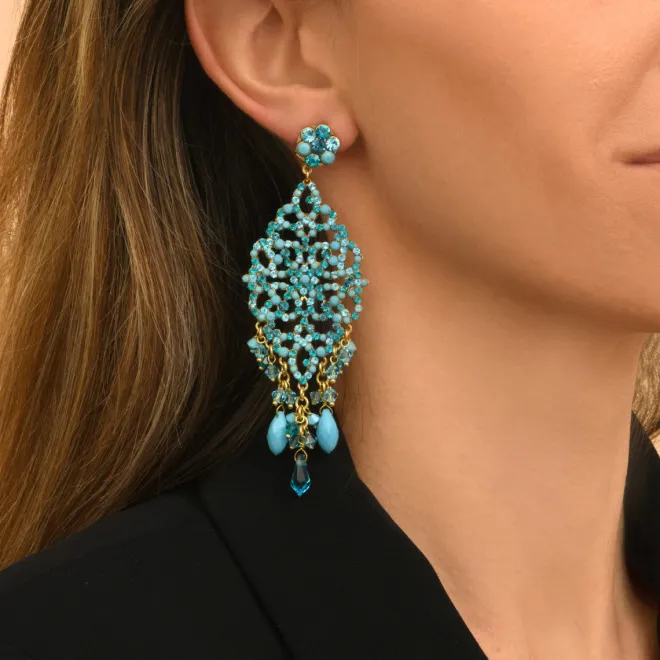 Chiara waterfall stud earrings - turquoise