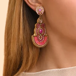 Circus clip-on earrings - fuchsia pink