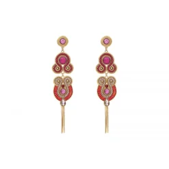 Circus long stud pierced earrings - fuchsia pink