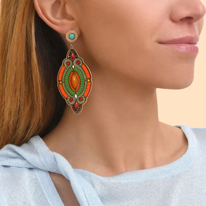 Circus pierced stud earrings - green