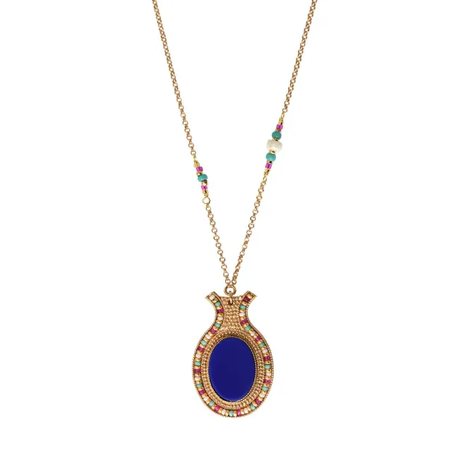 Claudia delicate pendant necklace - blue
