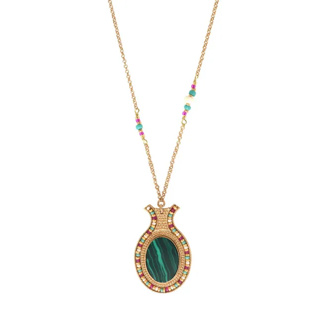 Claudia delicate pendant necklace - green