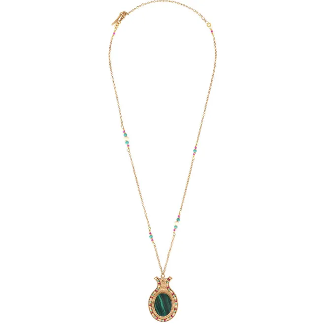 Claudia delicate pendant necklace - green