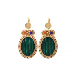 Claudia large sleeper earrings - green