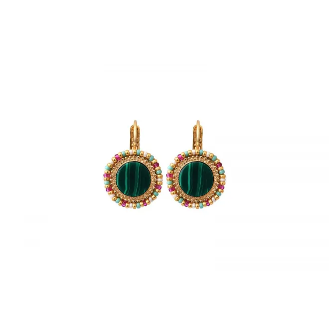 Claudia thin sleeper earrings - green