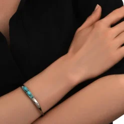 Dakota adjustable bangle bracelet - turquoise