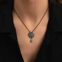 Dakota Adjustable Pendant Necklace - Turquoise