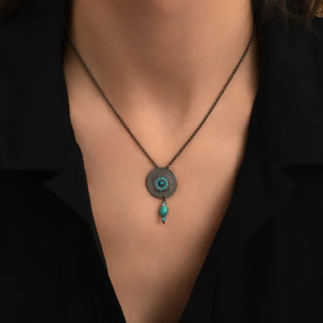 Dakota Adjustable Pendant Necklace - Turquoise