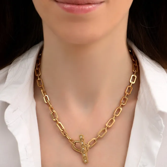 Farah chain choker necklace - gold