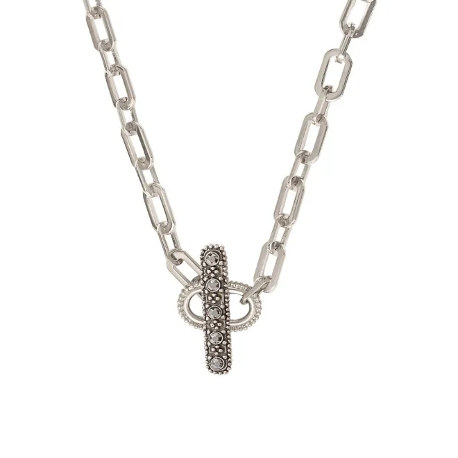 Farah chain choker necklace - silver