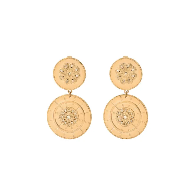 Farah clip-on drop earrings - gold