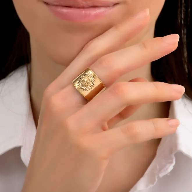 Farah wide adjustable ring - gold