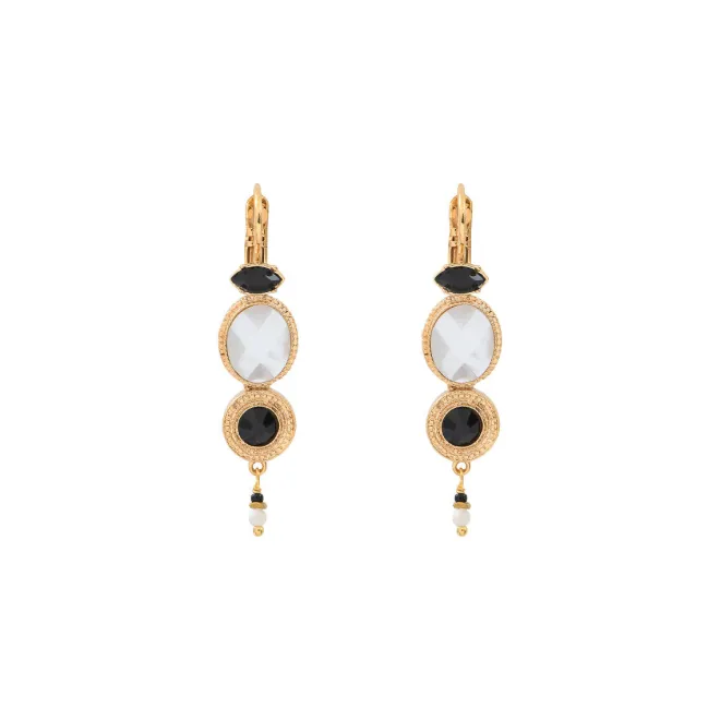 Fujita dangling sleeper earrings - white
