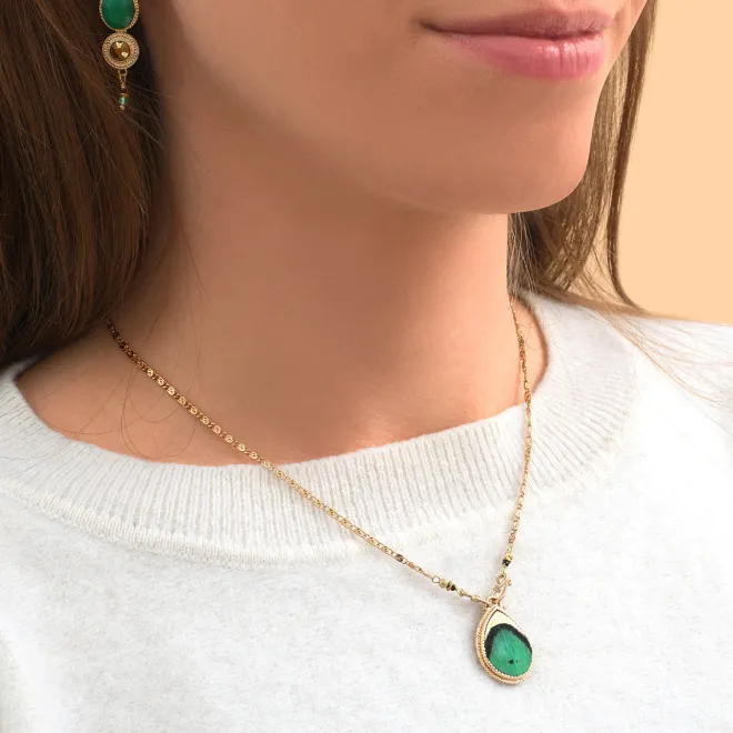 Fujita pendant chain necklace - green