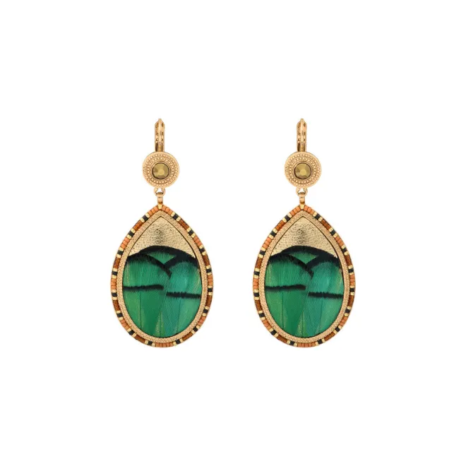 Fujita sleeper drop earrings - green