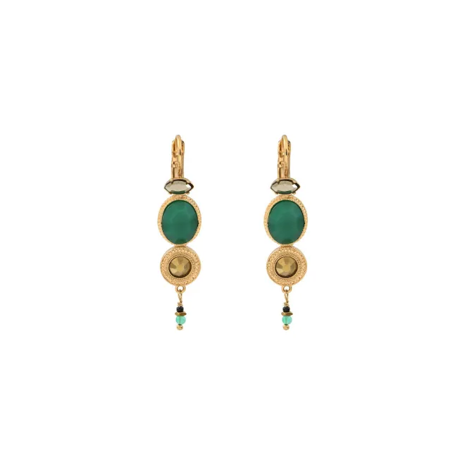 Fujita thin sleeper earrings - green