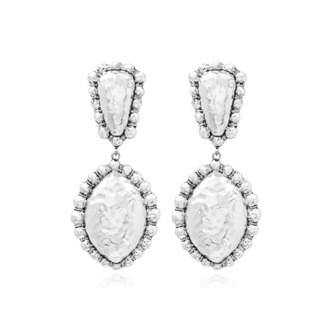 Gilda clip-on drop earrings – silver