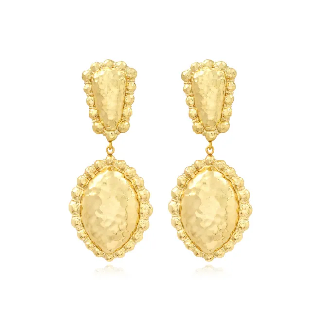 Gilda round clip-on drop earrings – gold