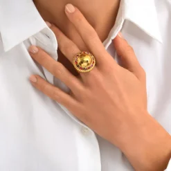 Gloria adjustable medium ring - red
