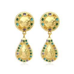Gloria clip-on drop earrings - green