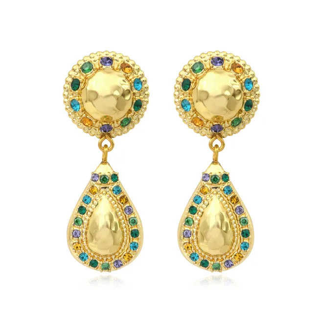 Gloria clip-on drop earrings - green