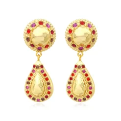 Gloria clip-on drop earrings - red